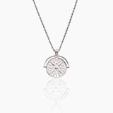 Compass Medallion Necklace Silver