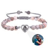 Personalizowana Bransoletka z Sercem i Koralikami w Stylu Kamieni Naturalnych