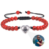 Personalizowana Bransoletka z Sercem i Koralikami w Stylu Kamieni Naturalnych